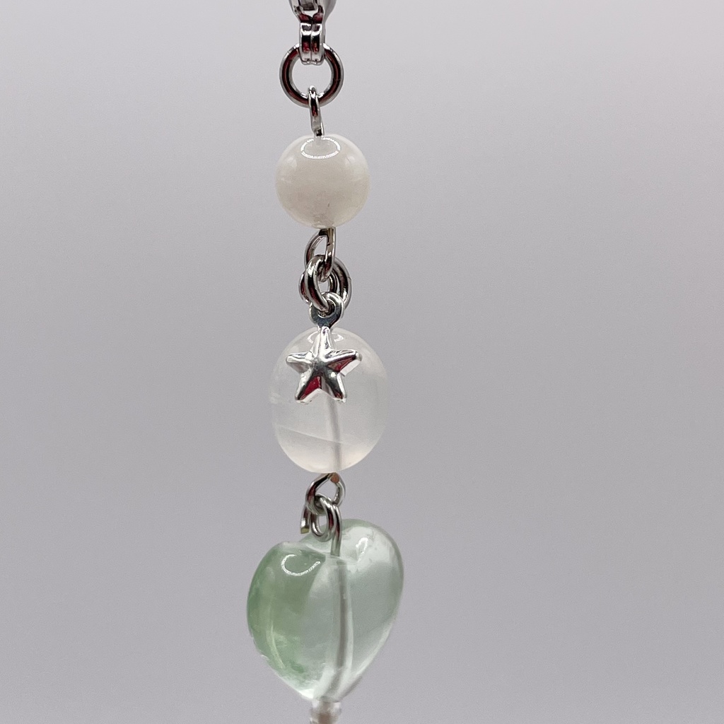 One of a Kind Lucky Charm|フローライト&ムーンストーンの天然石チャーム(ペンダントトップ/片耳ピアス)|g-015