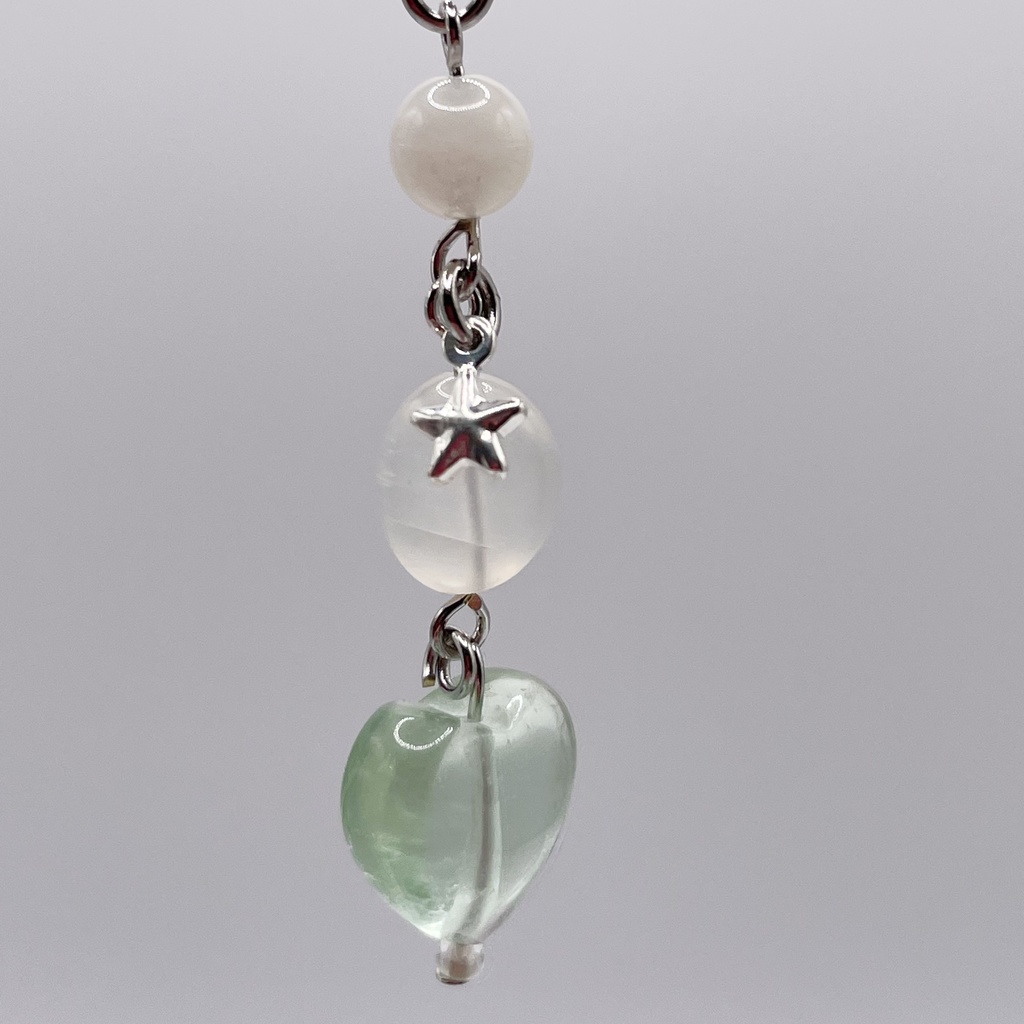 One of a Kind Lucky Charm|フローライト&ムーンストーンの天然石チャーム(ペンダントトップ/片耳ピアス)|g-015