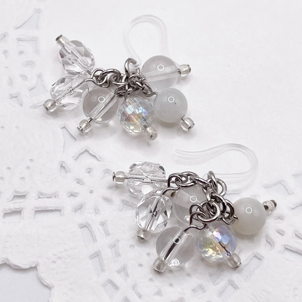Lucky Charm|Pierce (Earring & Charm Available)ムーンストーン&アクアオーラの天然石ピアス(イヤリング/チャーム)|i-037