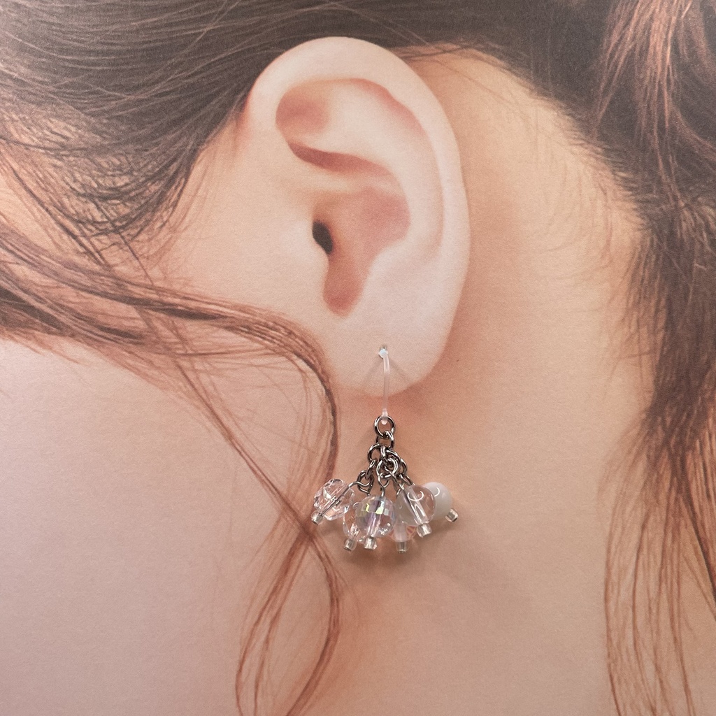 Lucky Charm|Pierce (Earring & Charm Available)ムーンストーン&アクアオーラの天然石ピアス(イヤリング/チャーム)|i-037