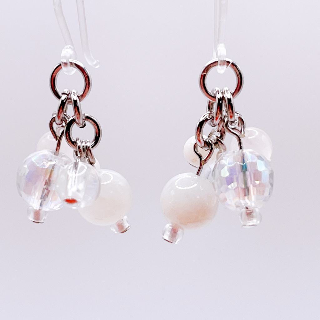 Lucky Charm|Pierce (Earring & Charm Available)|ムーンストーン&アクアオーラ&ローズクォーツの天然石ピアス(イヤリング/チャーム)|a-029