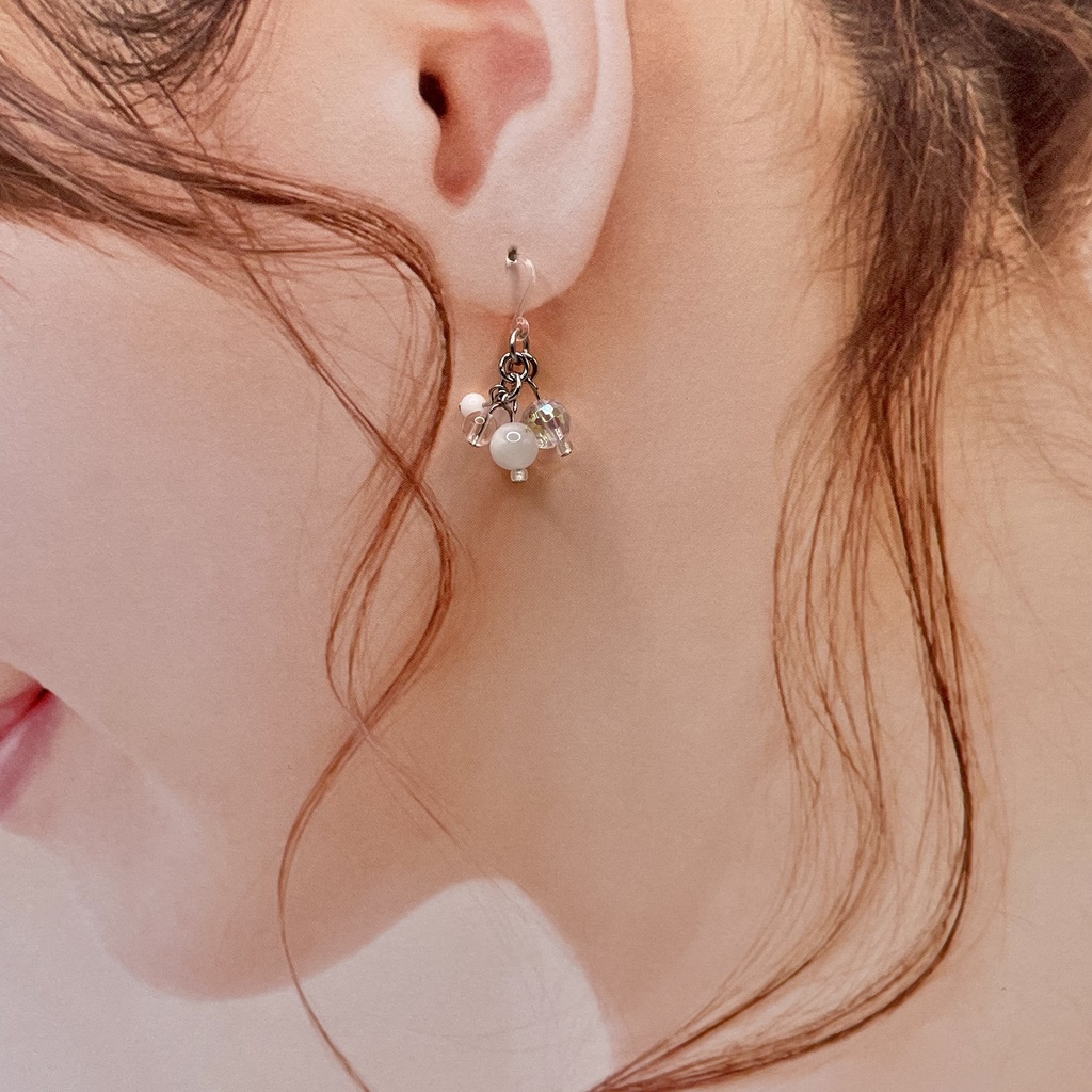 Lucky Charm|Pierce (Earring & Charm Available)|ムーンストーン&アクアオーラ&ローズクォーツの天然石ピアス(イヤリング/チャーム)|a-029