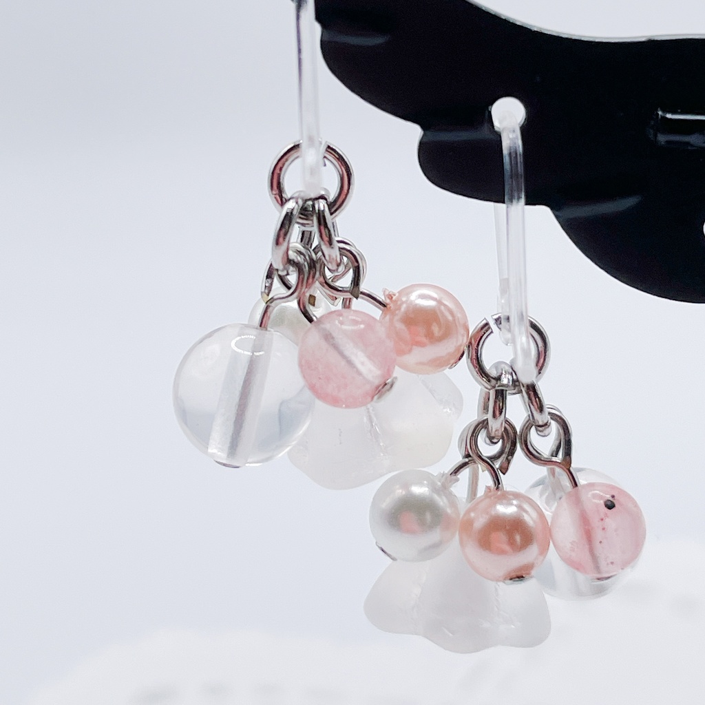 Lucky Charm|Pierce (Earring & Charm Available)【Sale】ローズクォーツ&ストロベリークォーツの天然石ピアス(イヤリング/チャーム)|a-023