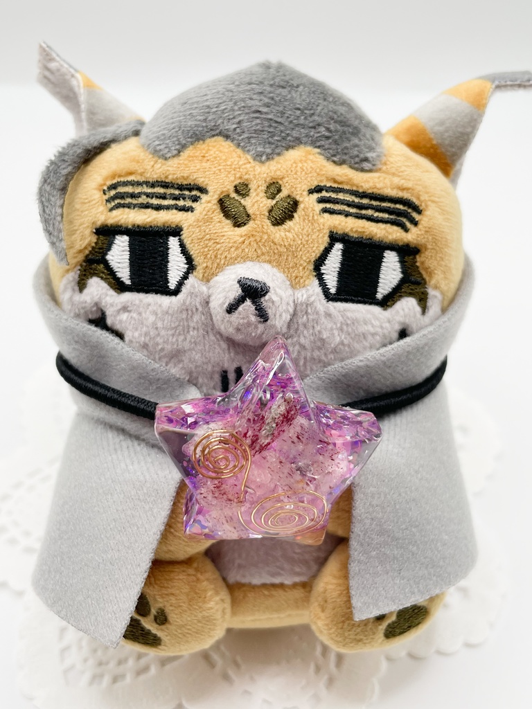 推しカラーにも◎ぬいアクセにも◎星のオルゴナイトの天然石ヘアゴム/パープル・ピンクエピドート｜or-054