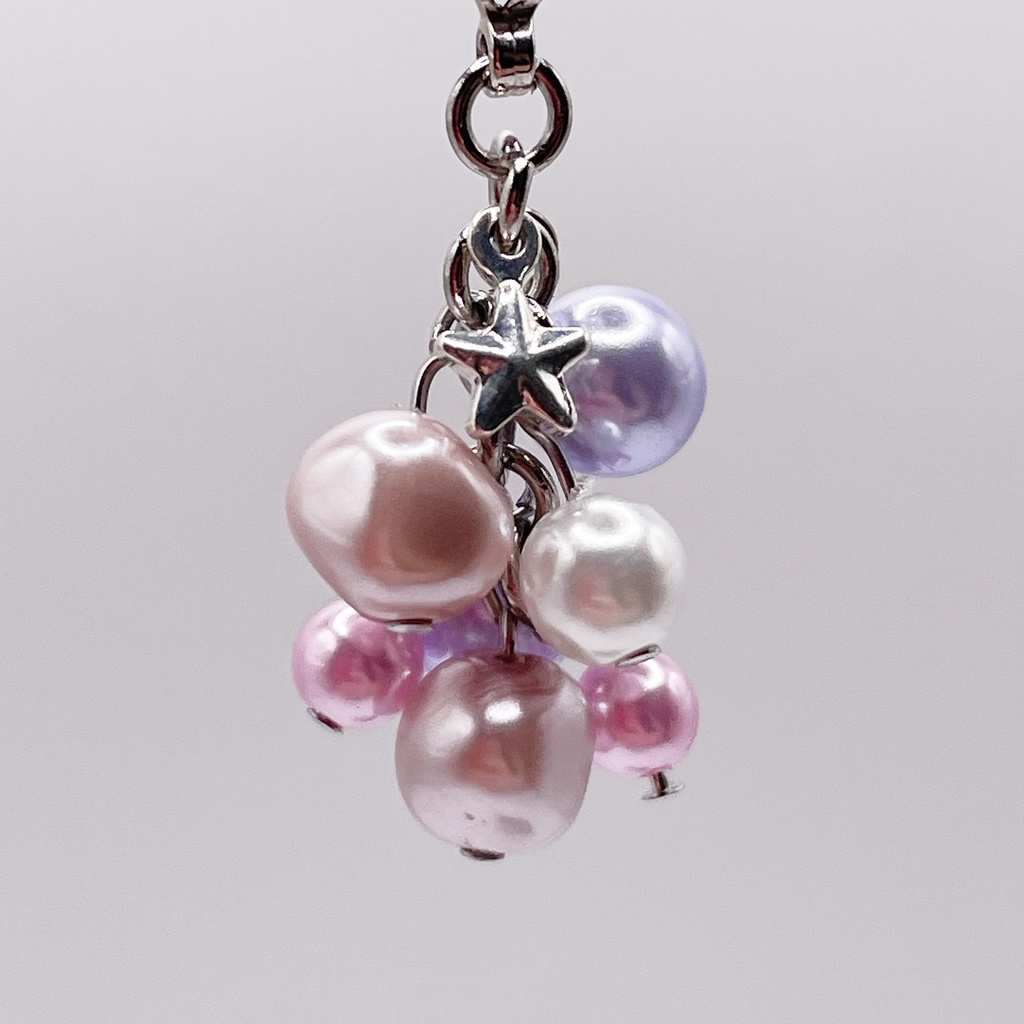 鯉登少尉概念アクセ｜推しカラーにも◎ ｜紫陽花イメージのパープル系パールのチャーム（ペンダントトップ/片耳ピアス）｜g-035