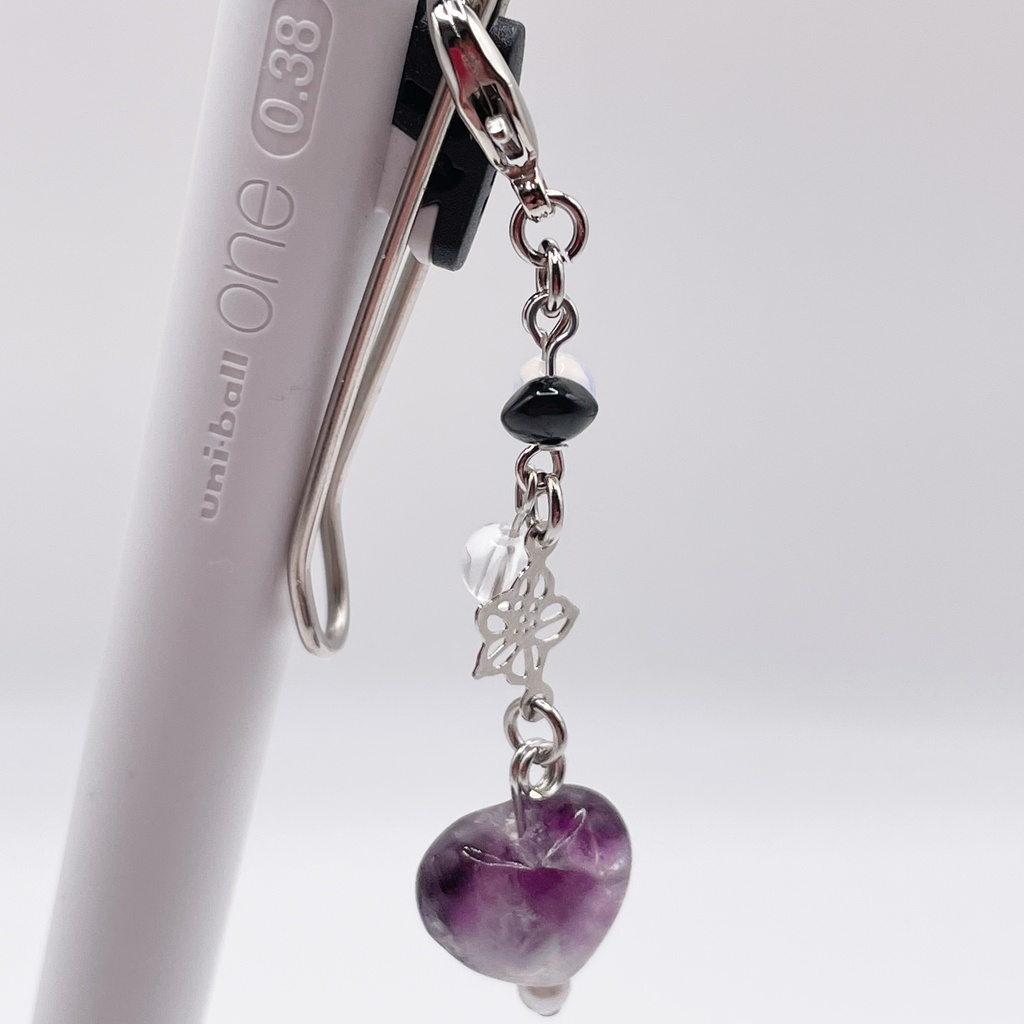 鯉登少尉概念アクセ|推しカラーにも◎ |フローライト&ムーンストーンの&水晶の天然石チャーム(ペンダントトップ/片耳ピアス)|g-036