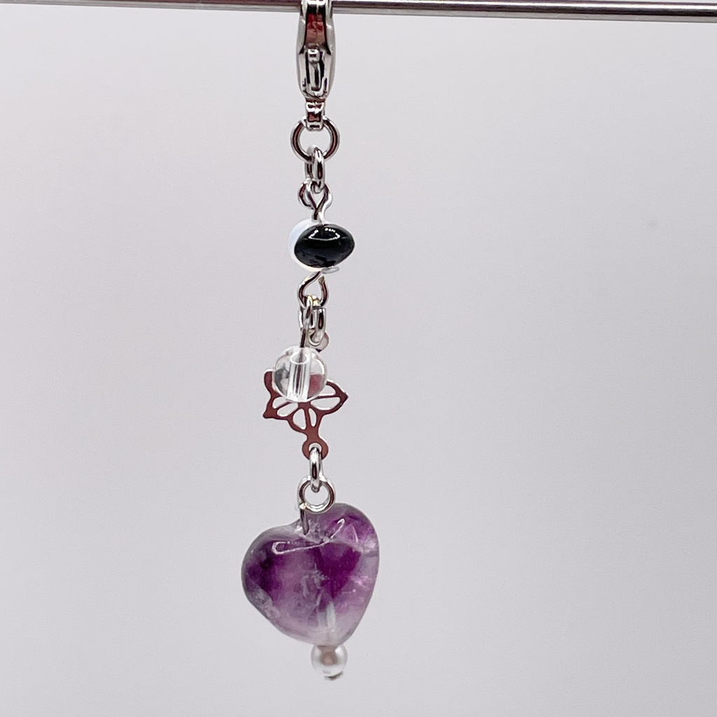 鯉登少尉概念アクセ|推しカラーにも◎ |フローライト&ムーンストーンの&水晶の天然石チャーム(ペンダントトップ/片耳ピアス)|g-036