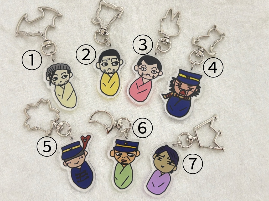 金カムおくるみシリーズのアクリルキーホルダー（全7種あり）【ファングッズ】