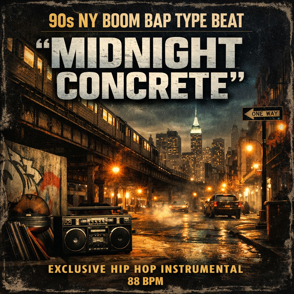 90s NY Boom Bap Type Beat – “Midnight Concrete” | Exclusive Hip Hop Instrumental (88BPM)
