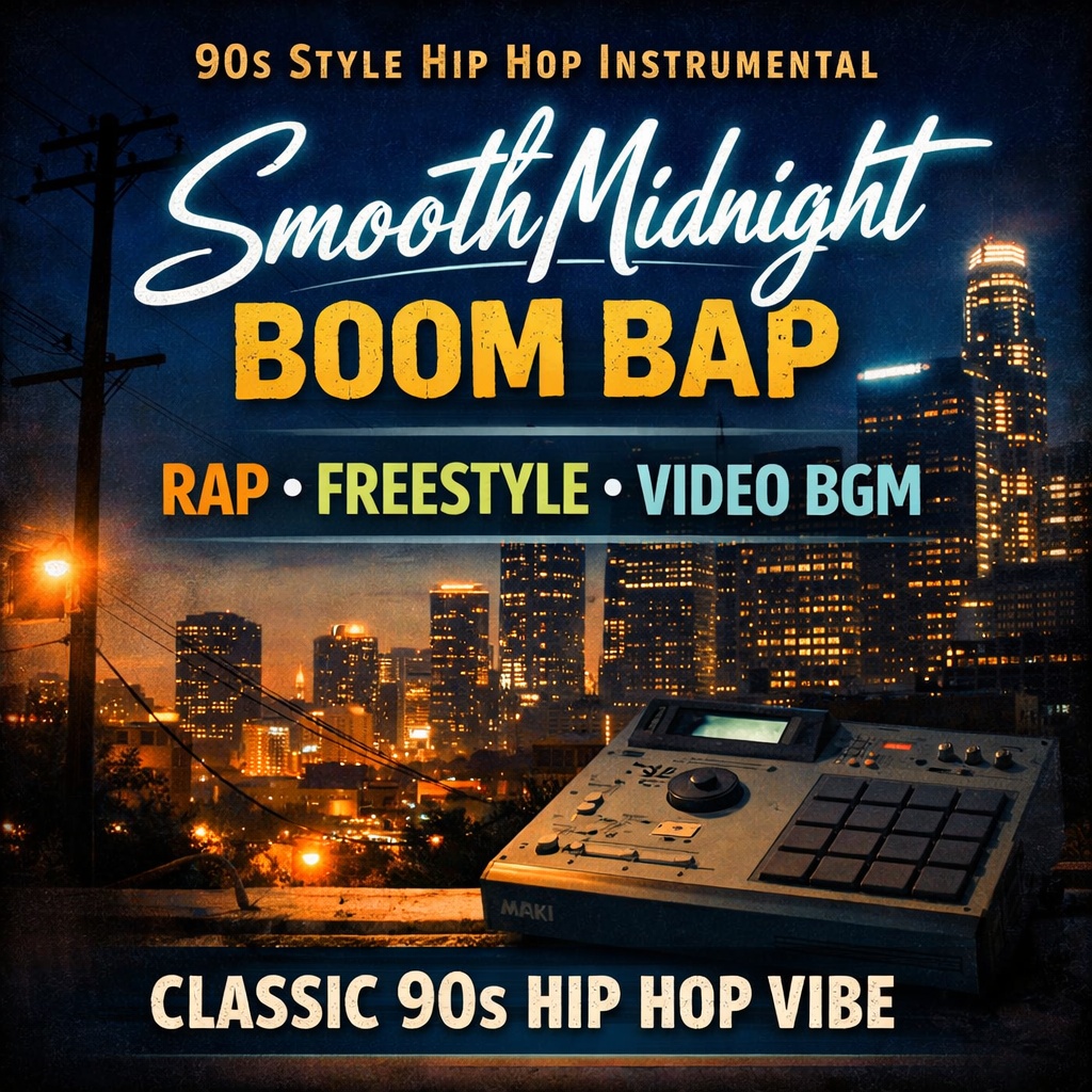 Smooth Midnight Boom Bap｜90sスタイル HIPHOPインスト｜ラップ・配信・動画BGM用