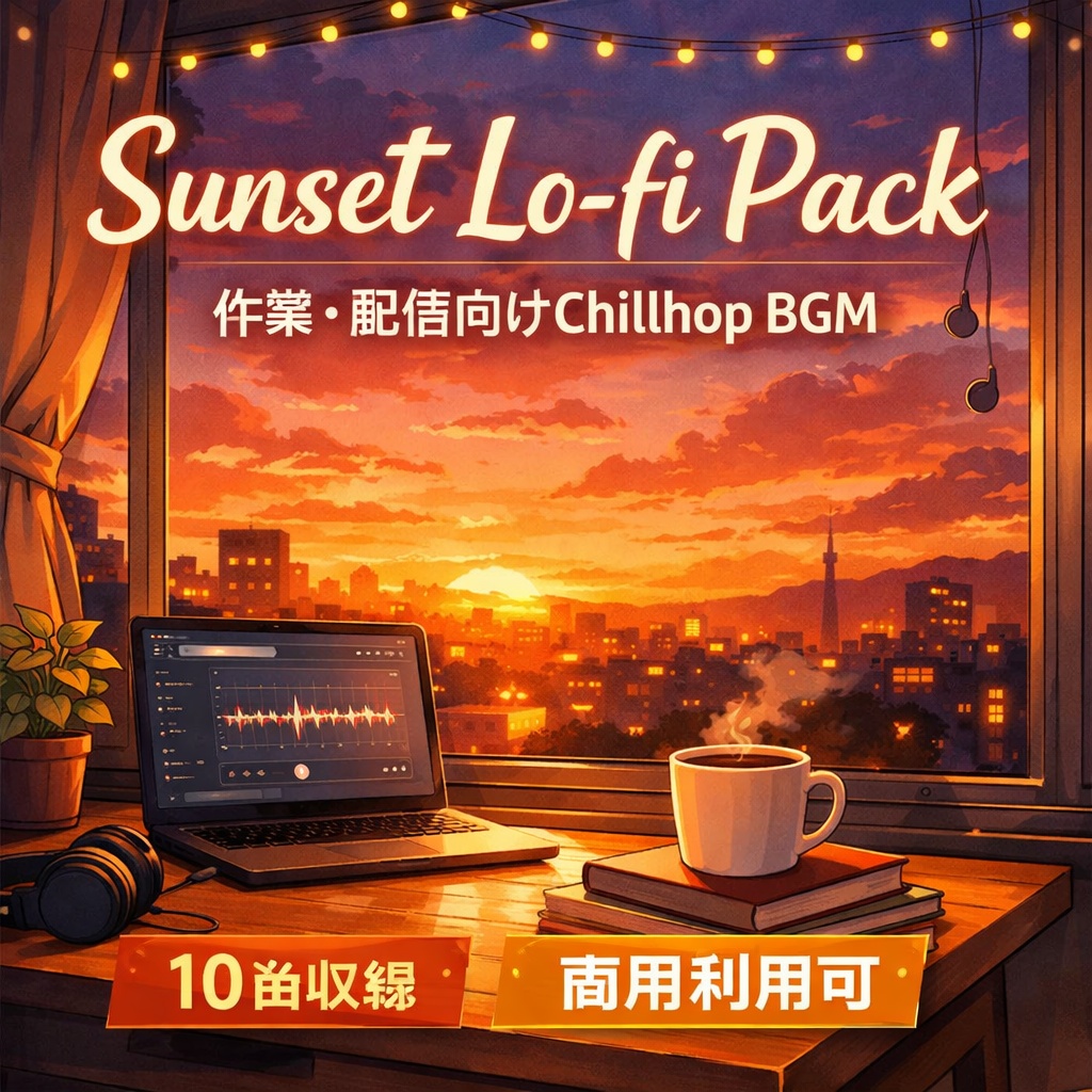 Sunset Lo-fi Pack｜作業・配信向けChillhop BGM【10曲 / 商用利用可】