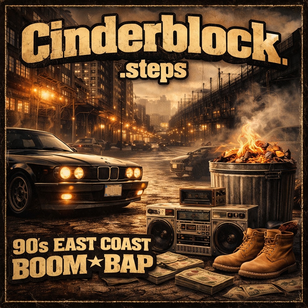 Cinderblock.steps – 90s East Coast Boom Bap Type Beat（商用利用OK / Lo-fi HipHop）3曲パック