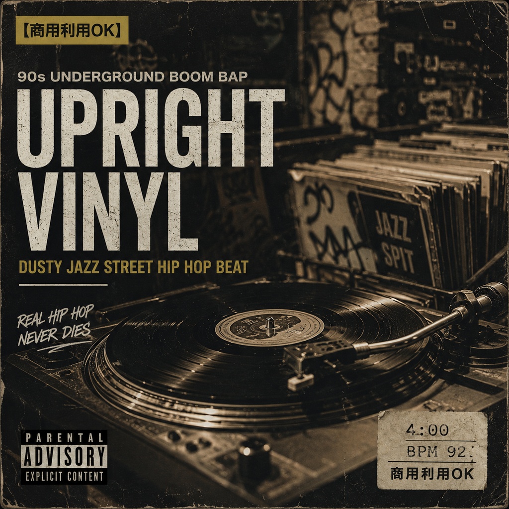 【商用利用OK / 90s Underground Boom Bap】Upright Vinyl｜Dusty Jazz Street Hip Hop Beat