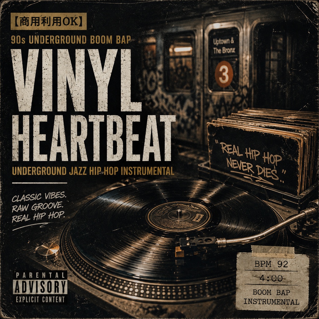 【商用利用OK / 90s Boom Bap】Vinyl Heartbeat｜Underground Jazz Hip Hop Instrumental