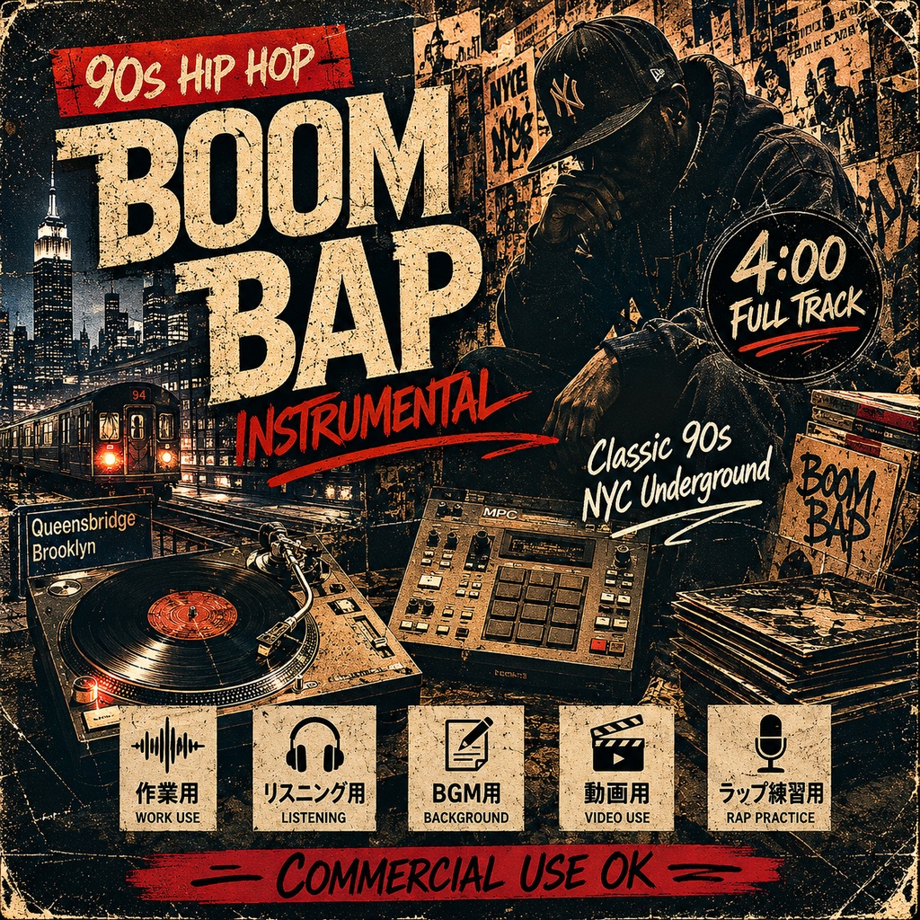 【商用利用OK】1994 NYC Underground Boom Bap Beat Pack / 4分ループ対応・作業用BGM・ゴリゴリ90sヒップホップ・インスト