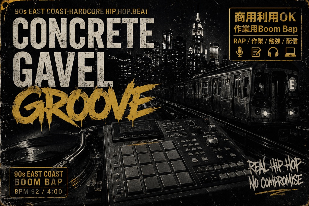 【商用利用OK / 作業用Boom Bap】Concrete Gavel Groove｜90s East Coast Hardcore Hip Hop Beat