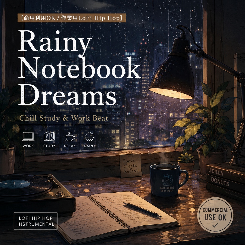 【商用利用OK / 作業用LoFi Hip Hop】Rainy Notebook Dreams｜Chill Study & Work Beat