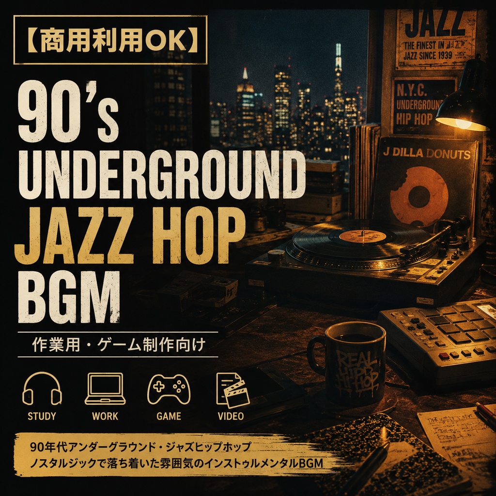 【商用利用OK】90's Underground Jazz Hop BGM｜作業用・ゲーム制作向け