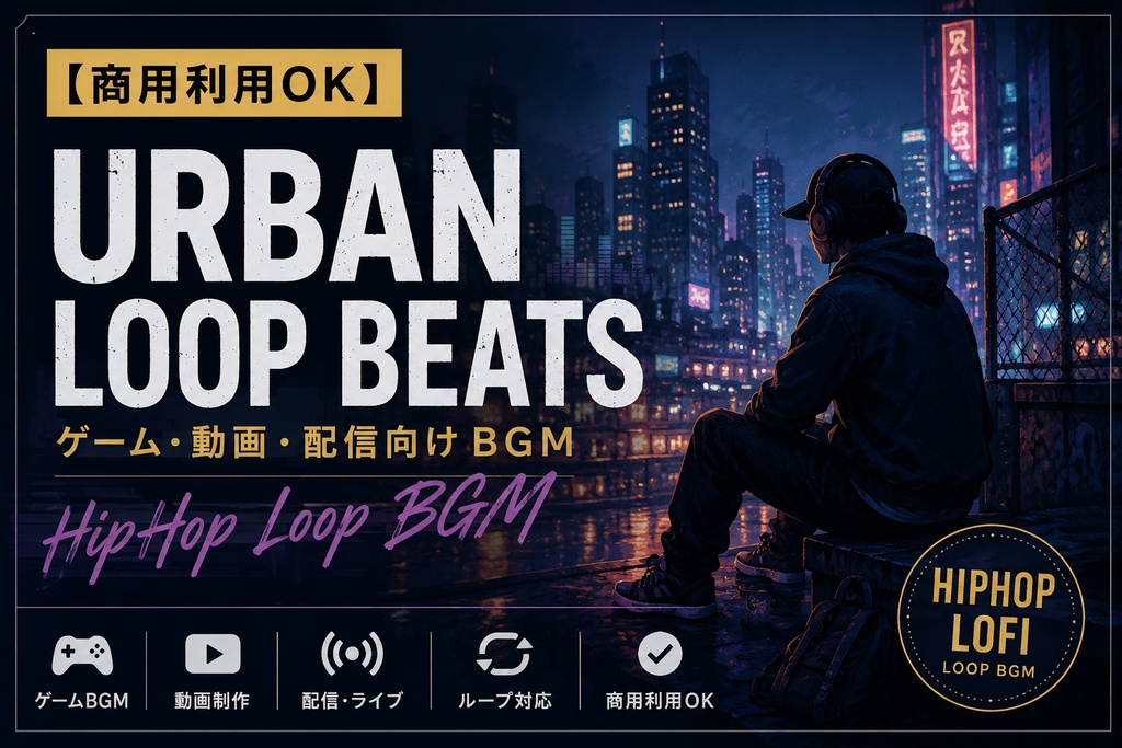 【商用利用OK】Urban Loop Beats - ゲーム・動画・配信向けBGM hiphopループBGM素材