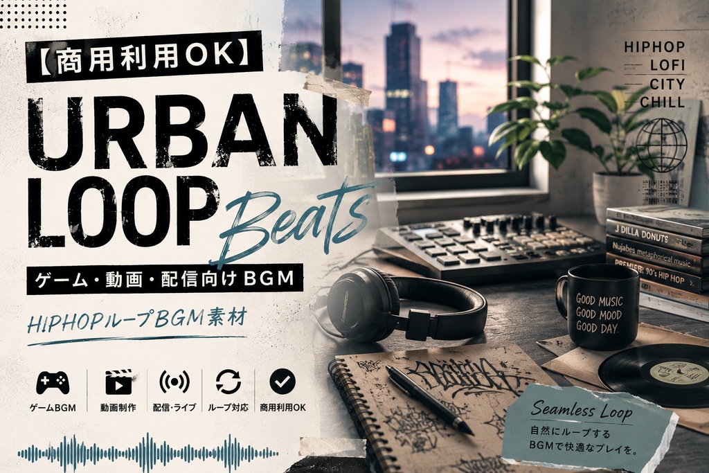 【商用利用OK】Urban Loop Beats - ゲーム・動画・配信向けBGM hiphopループBGM素材