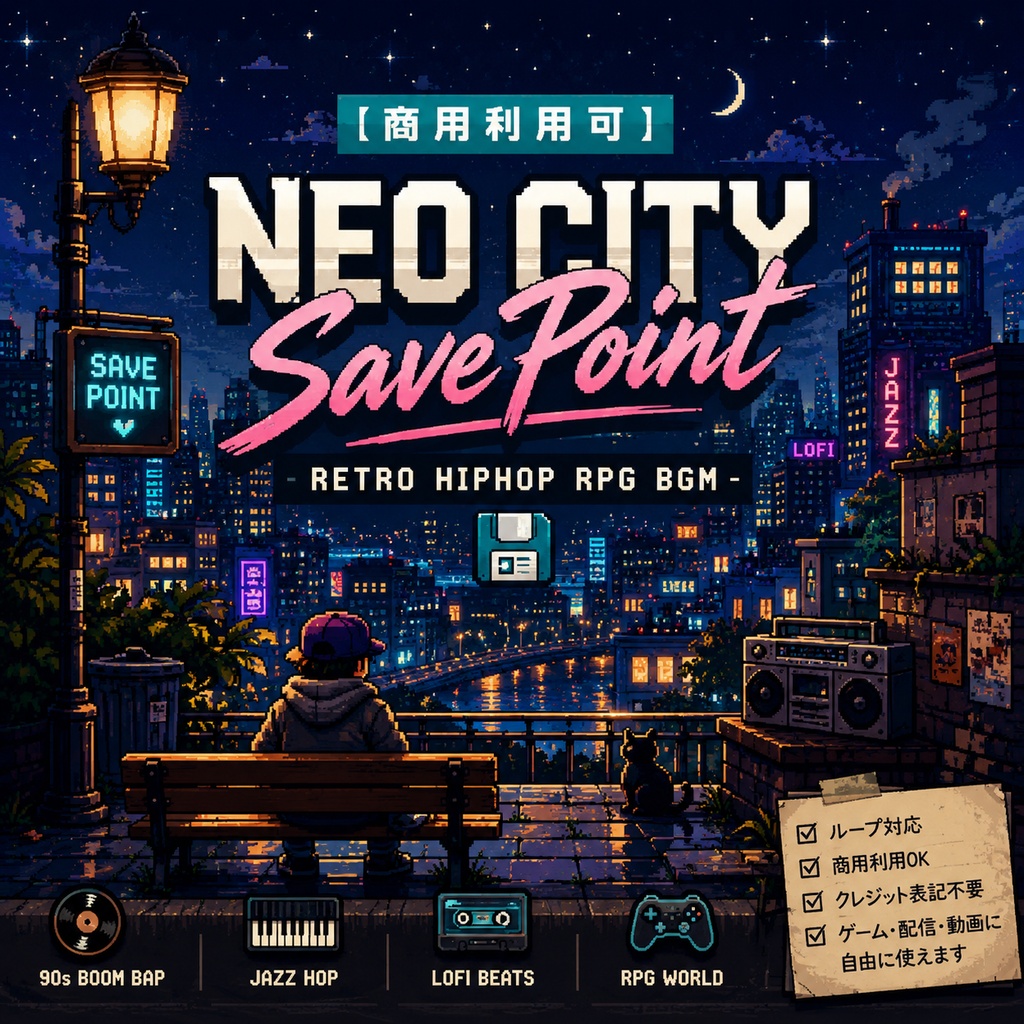 【商用利用可】Neo City Save Point - Retro HipHop RPG BGM