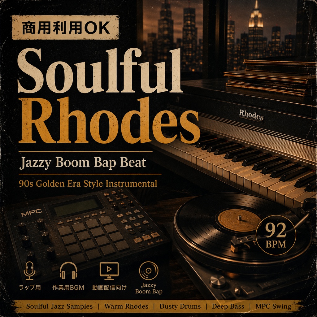 【商用利用OK】Soulful Rhodes - Jazzy Boom Bap Beat | ラップ用・作業用BGM・動画配信向け
