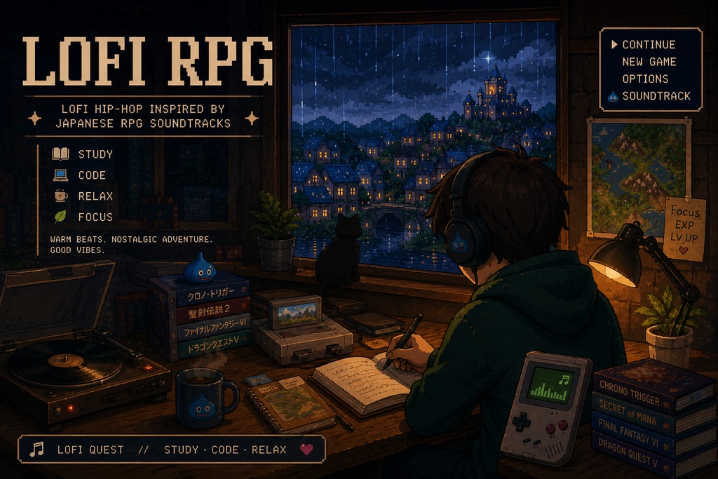 【商用利用OK】Rainy RPG Lofi - 作業用BGM / ゲーム音楽風ローファイヒップホップ