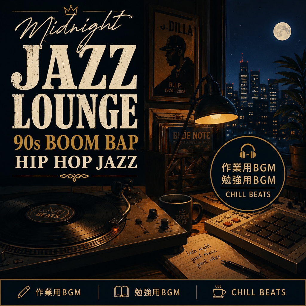 Midnight Jazz Lounge — 90s Boom Bap Hip Hop Jazz | 作業用BGM・勉強用BGM・Chill Beats