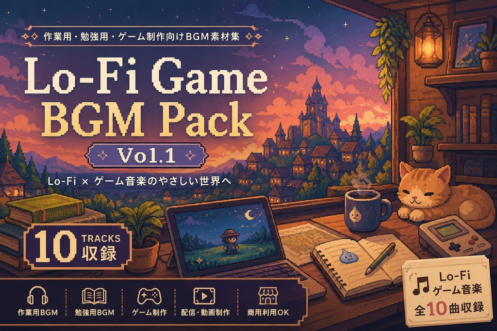 Lo-Fi Game BGM Pack Vol.1 | 作業用・勉強用・ゲーム制作向けBGM素材集
