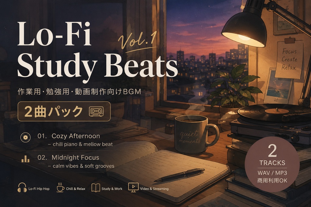 Lo-Fi Study Beats Vol.1 | 作業用・勉強用・動画制作向けBGM 2曲パック