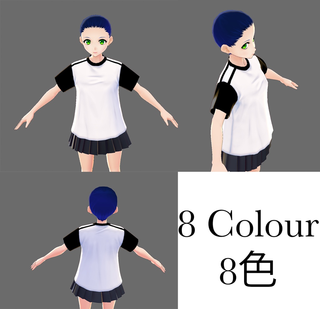 [FREE/無料版] Vroid T-shirt (8 colors) Male&Female