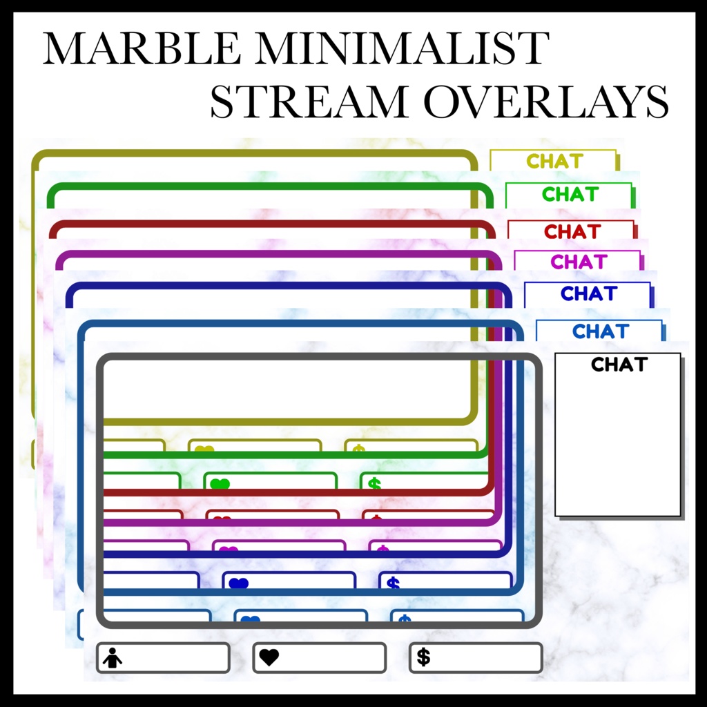 【配信用オーバーレイ/STREAM OVERLAYS】Marble Minimalist 7 Colours