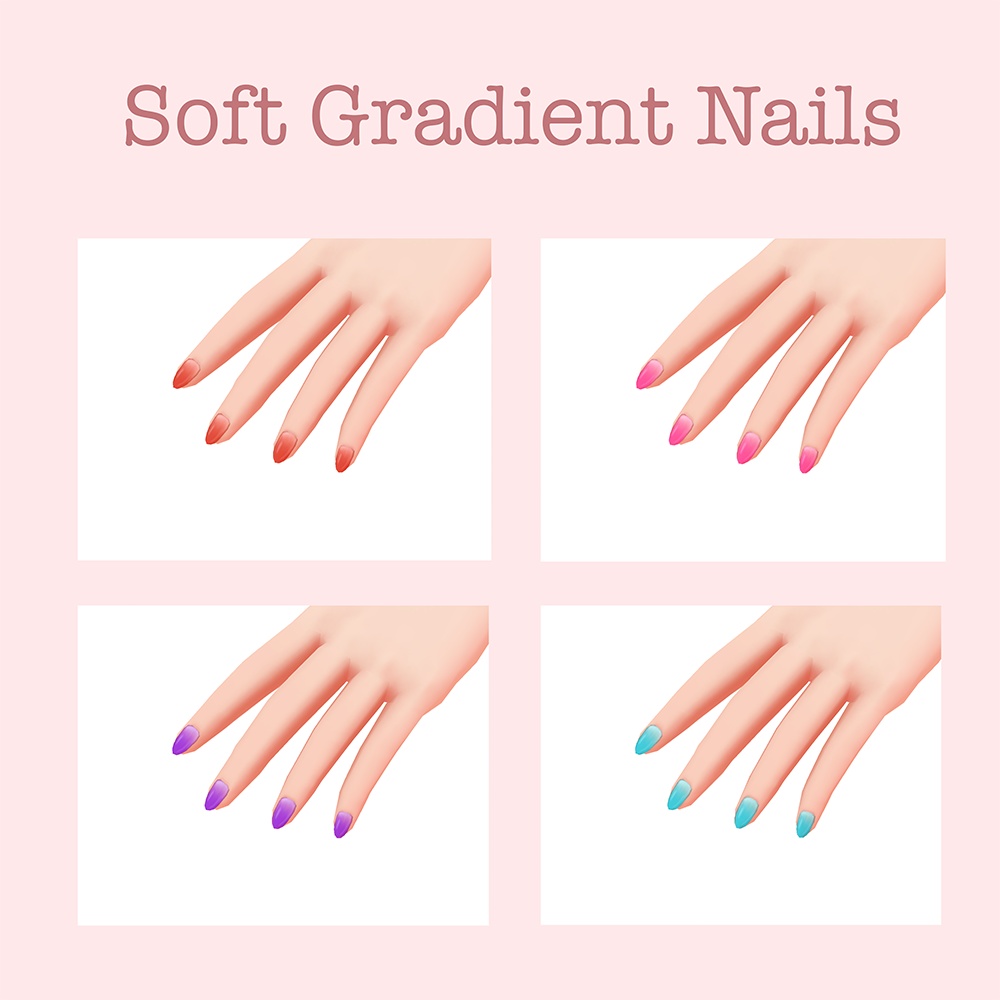 [Vroidテクスチャ] Soft Gradient Nails (4 colors)