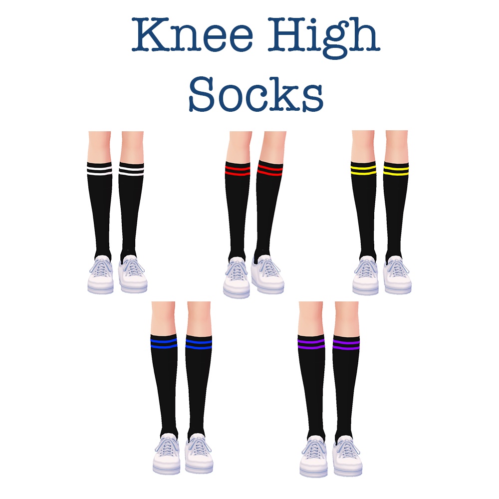 [Vroidテクスチャ] Knee Socks ソックス (5 colors)
