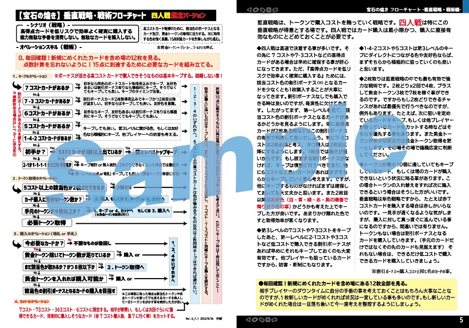 セール!【第2版】宝石の煌き フローチャート「垂直戦略編」二人戦・三人戦・四人戦 / カード覚え方と評価・寸評