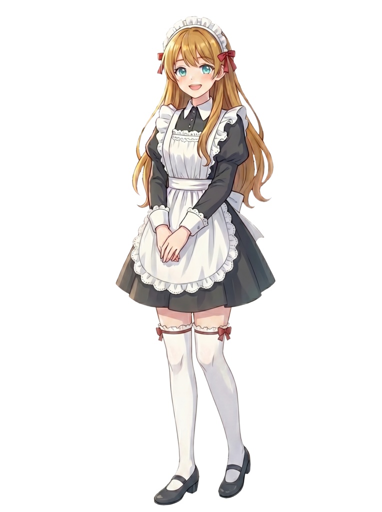 【立ち絵・背景素材】西洋館の清楚なメイド少女セット(ポーズ5種・ちびキャラ・お屋敷アイコン付