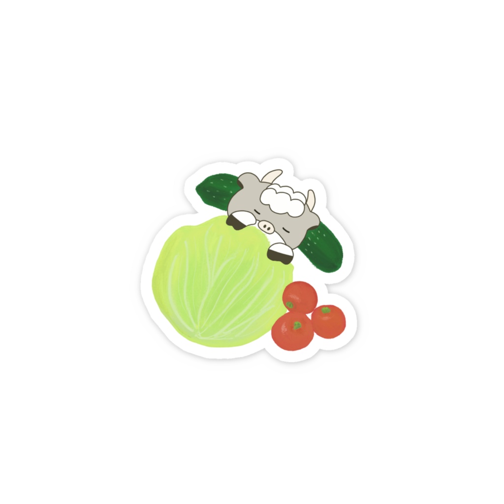 もたんくんと野菜 ステッカー『おやすみやさい』