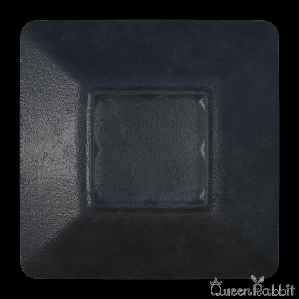 I032_黒に金箔柄の四角い皿18cm