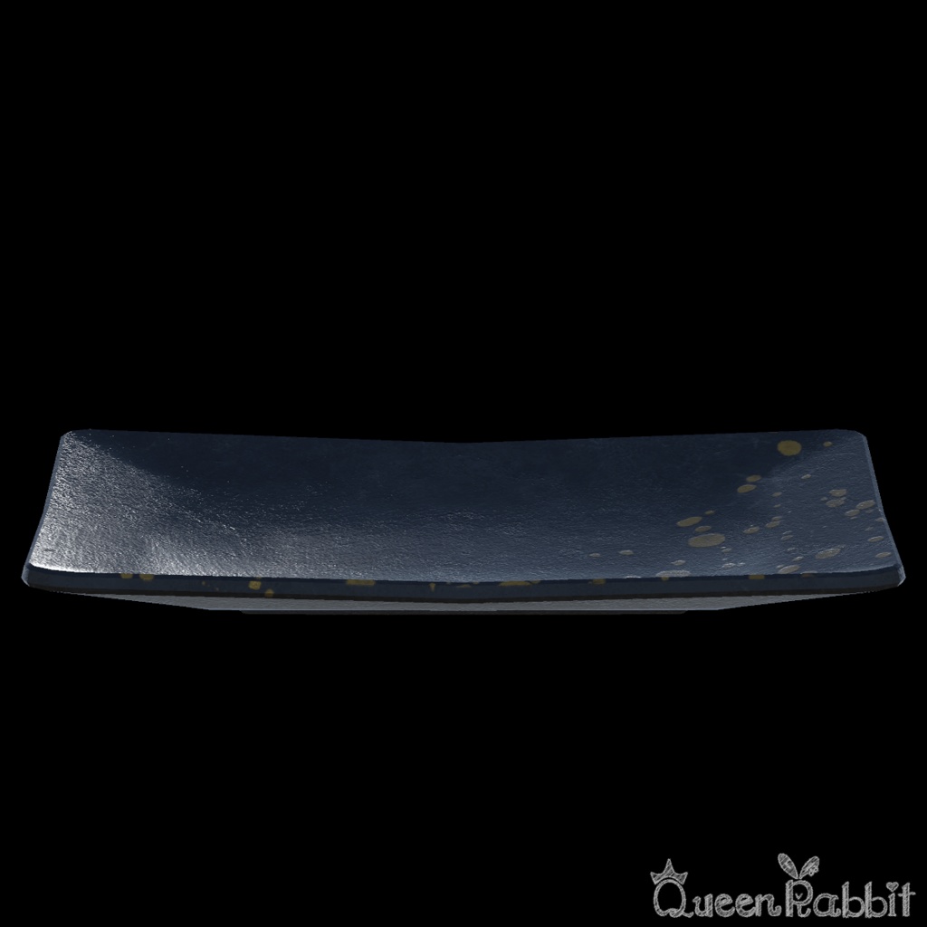 I033_黒に金箔柄の四角い皿17cm