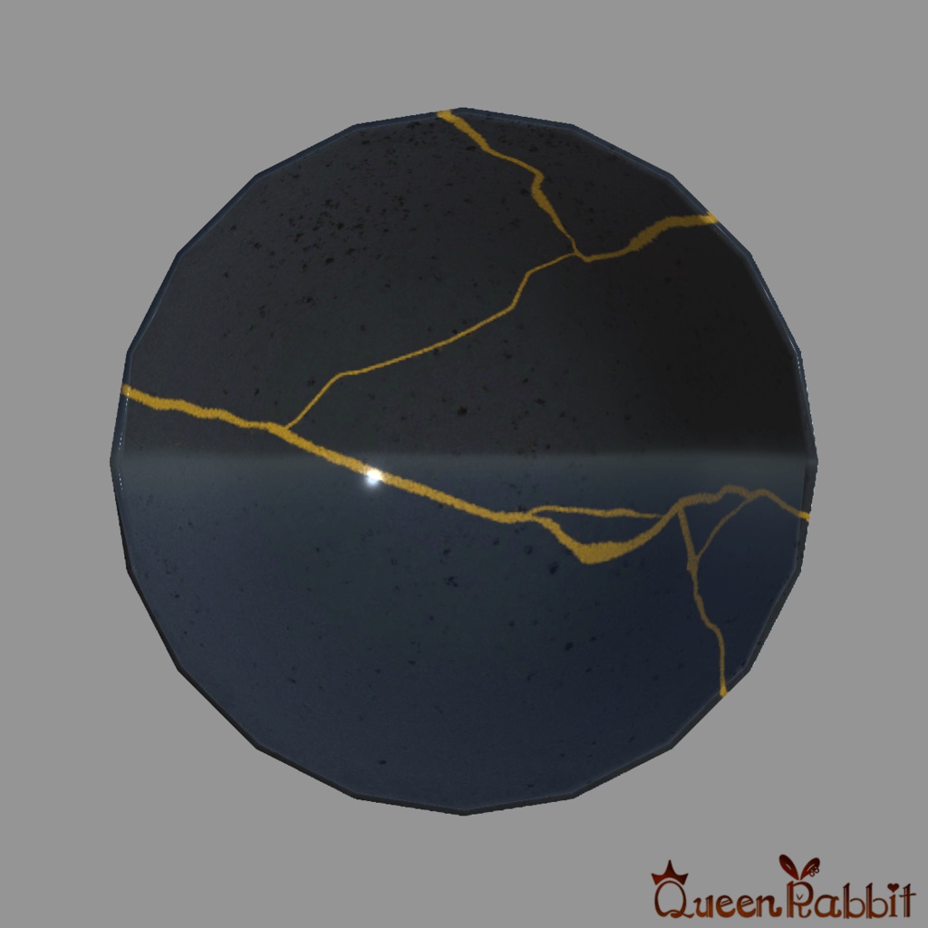 I036_黒いお茶碗10cm金継ぎ