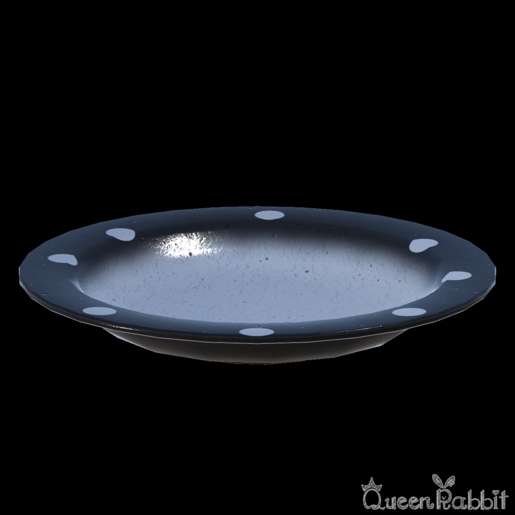 I037_白黒の水玉柄のスープ皿20cm