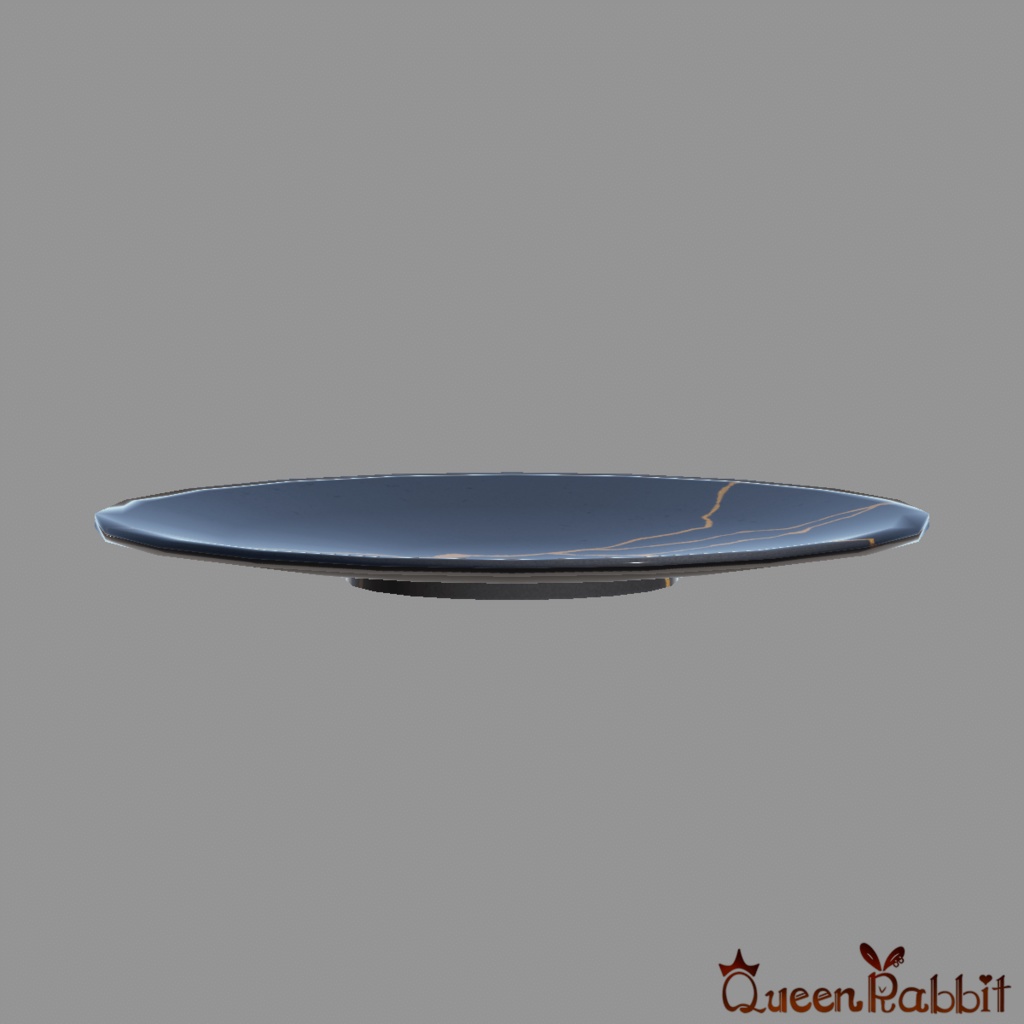 I045_黒い丸皿34cm金継ぎ