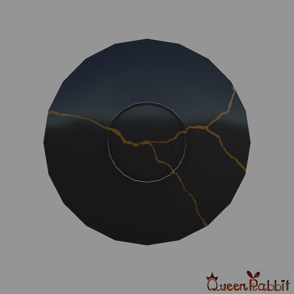 I045_黒い丸皿34cm金継ぎ