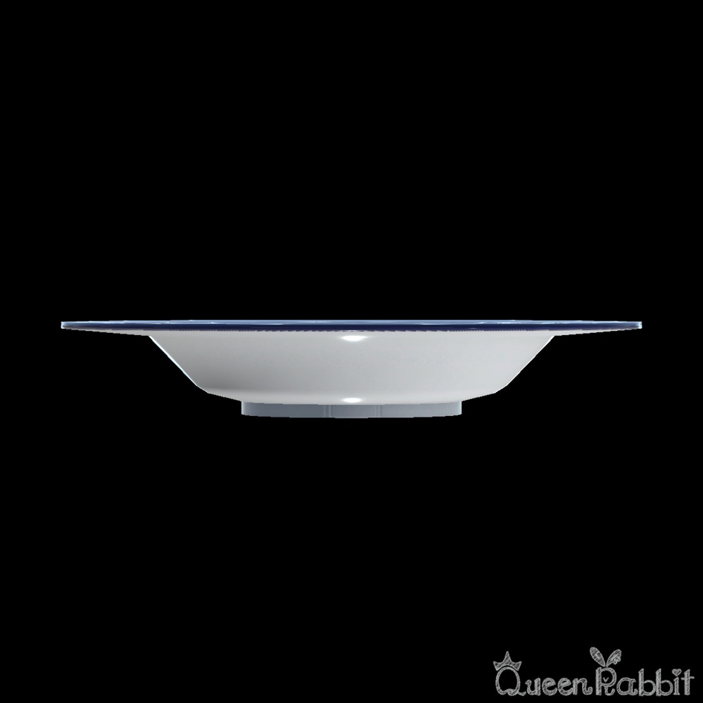 I049_青い縁のリム皿24cm