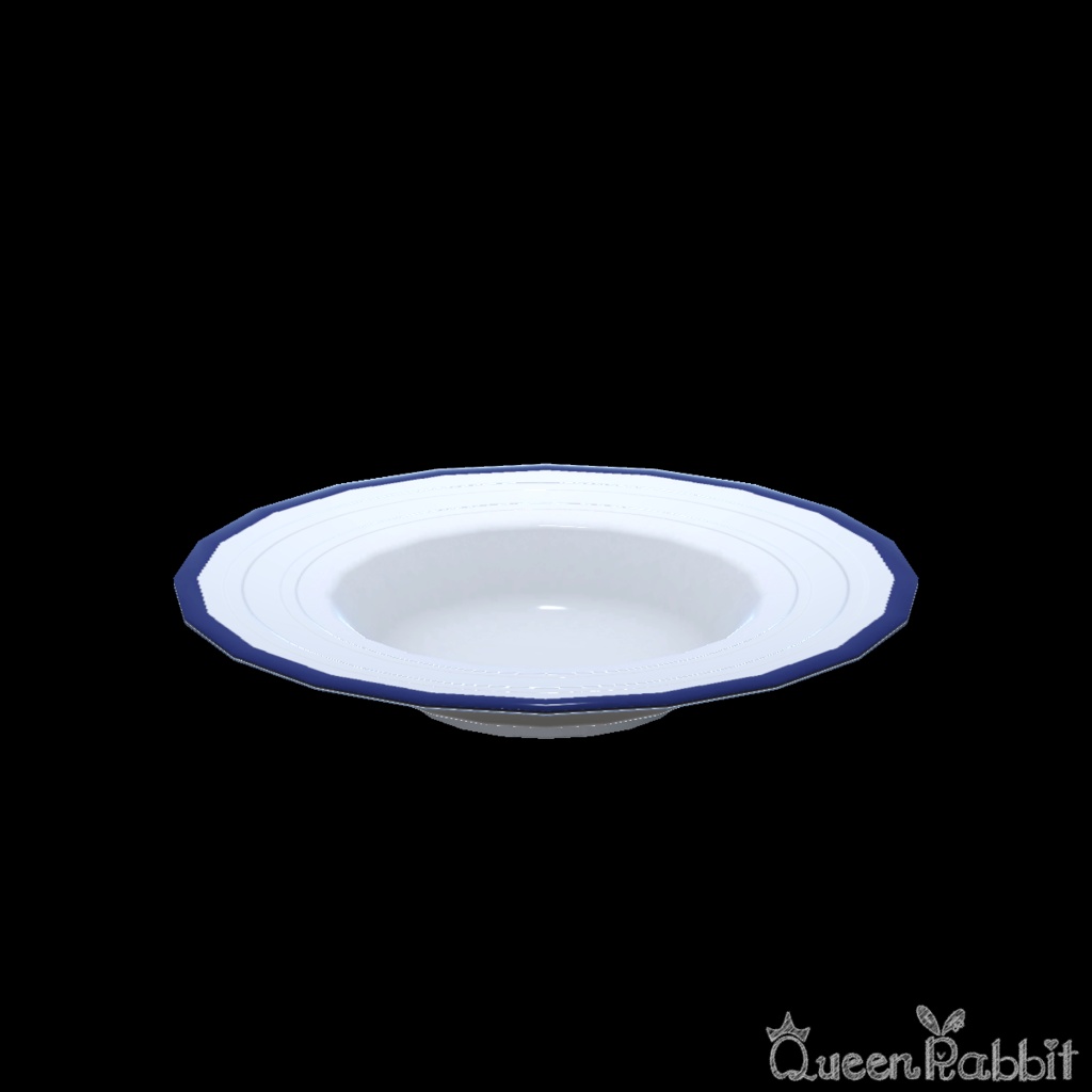 I049_青い縁のリム皿24cm