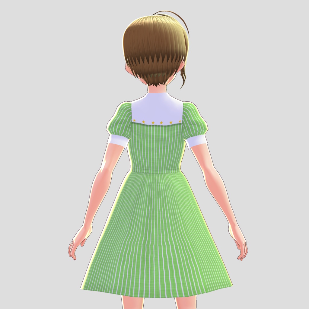 【VRoid】(無償版有)縦縞ワンピース