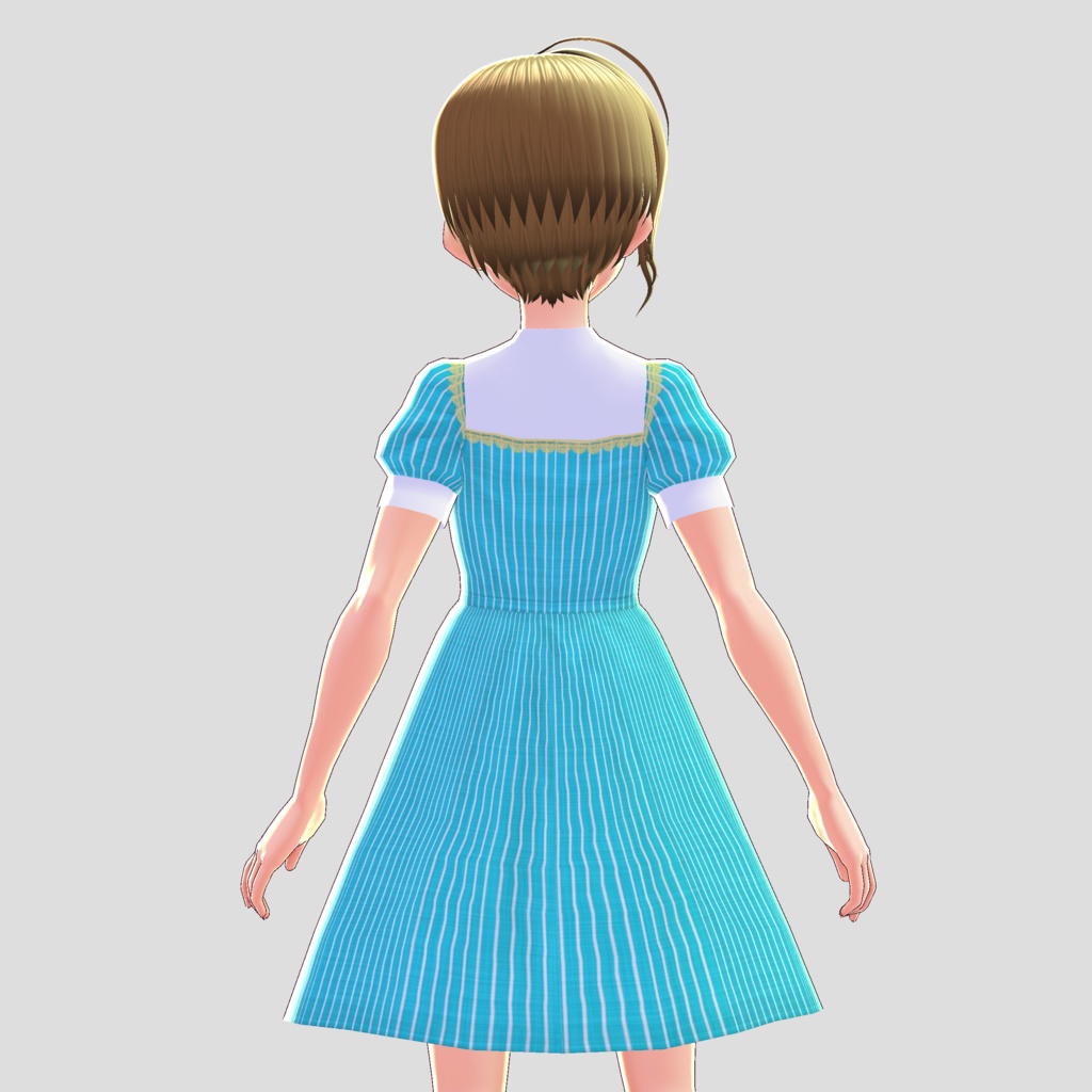 【VRoid】(無償版有)縦縞ワンピース