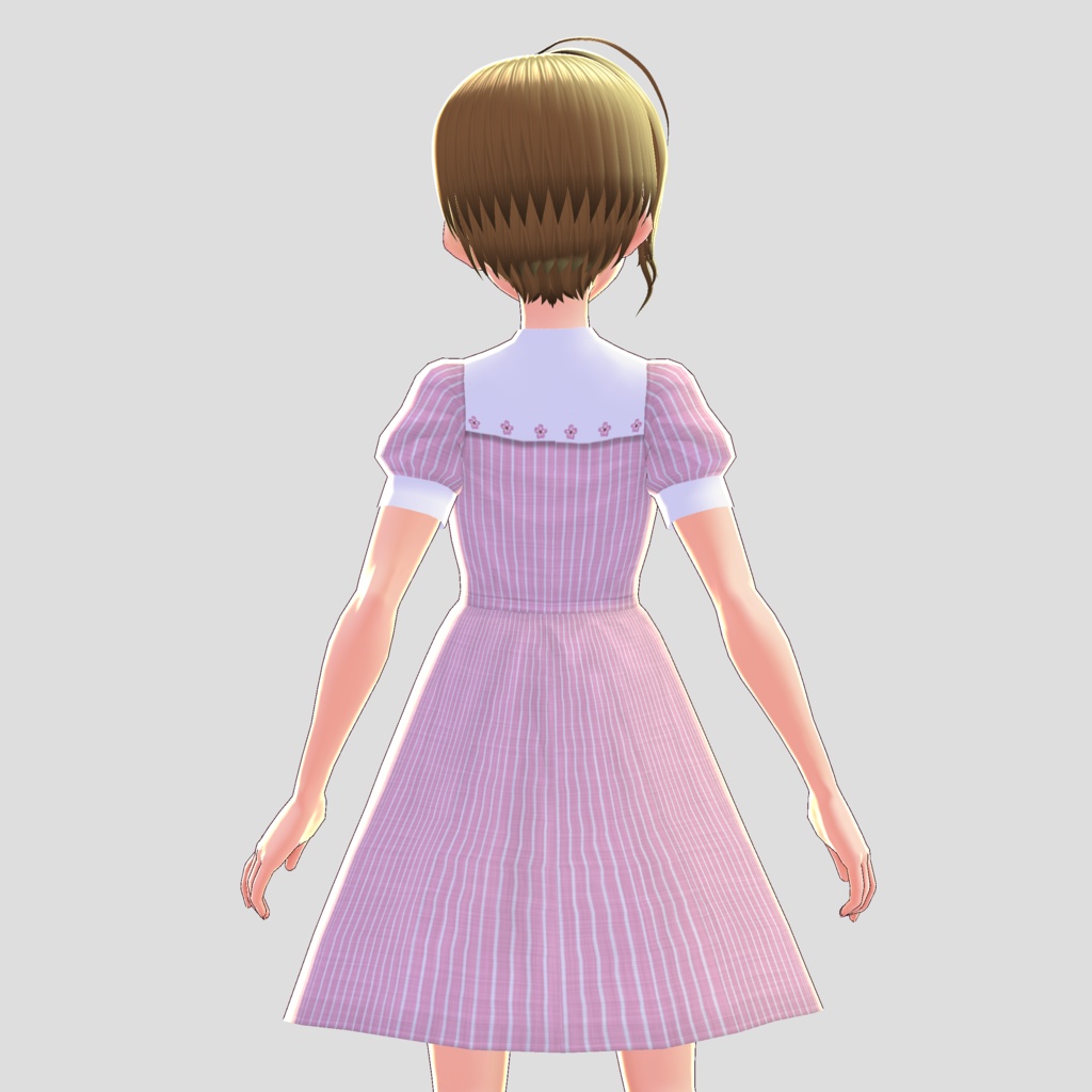 【VRoid】(無償版有)縦縞ワンピース