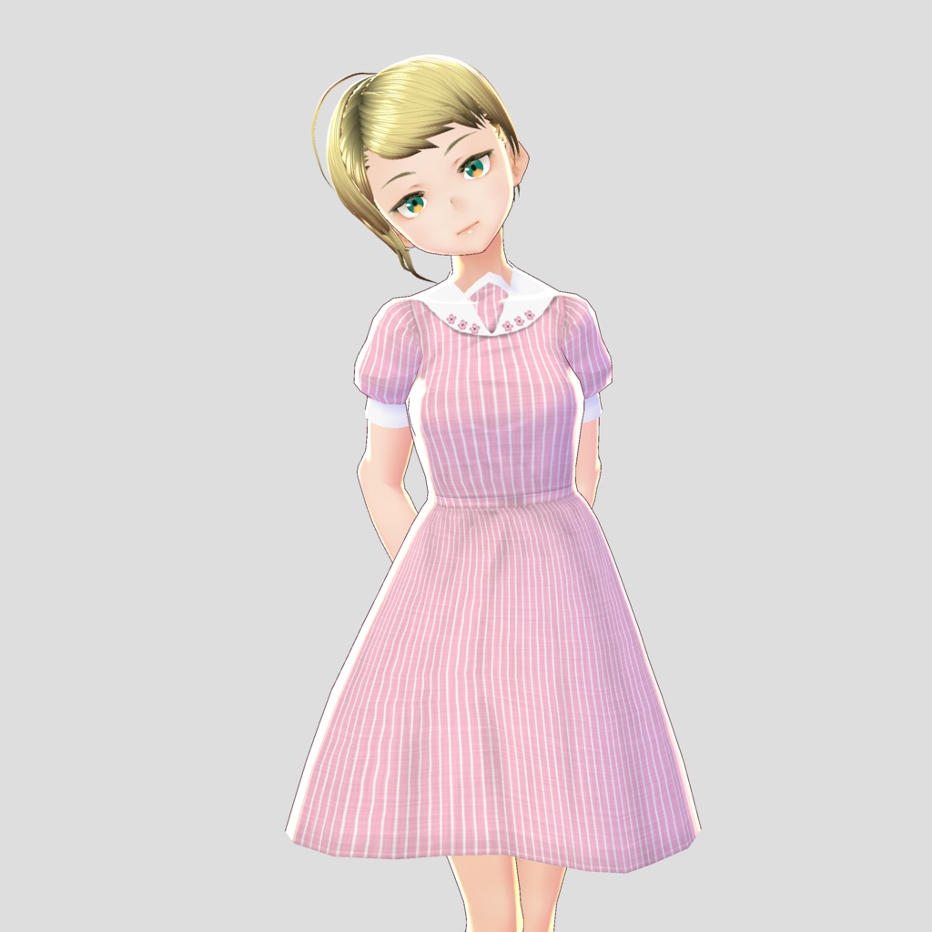 【VRoid】(無償版有)縦縞ワンピース