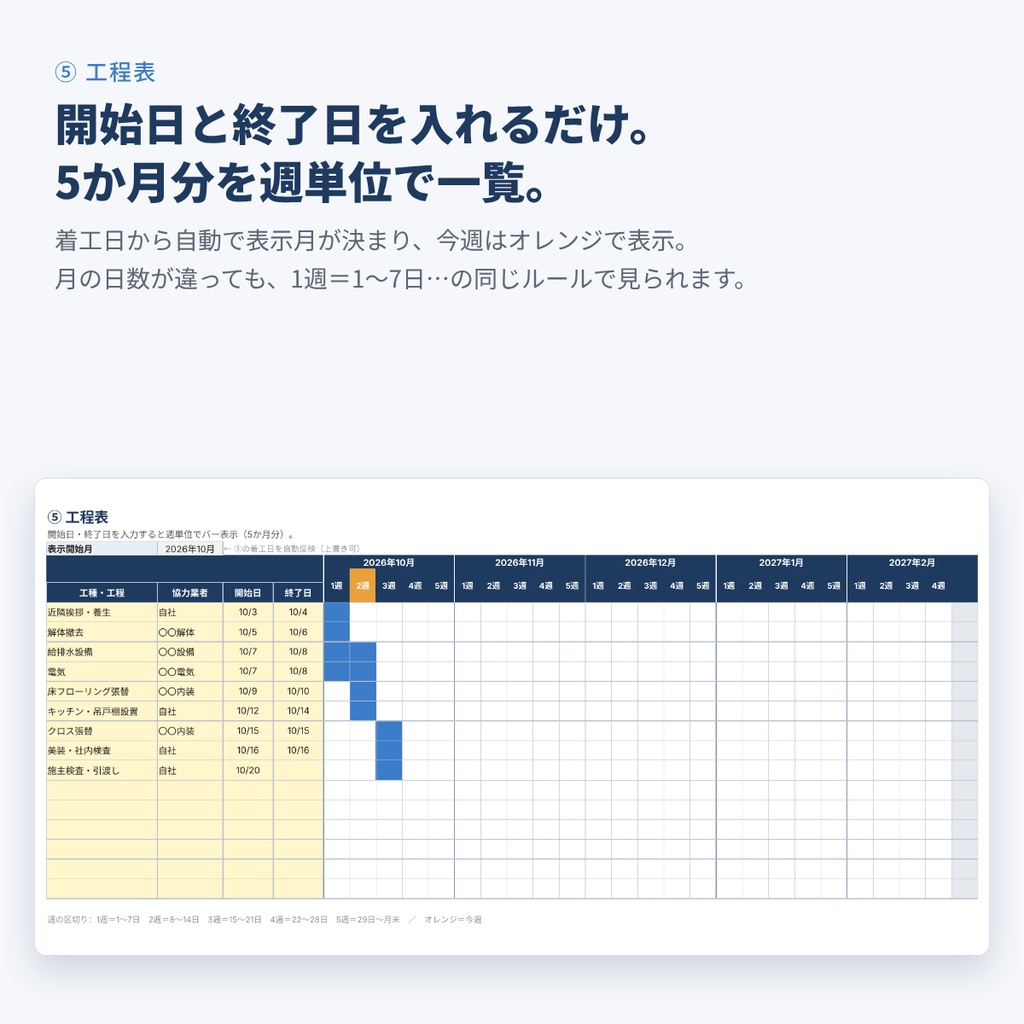 【工務店・リフォーム向け】見積・請求・工程・原価を1ファイルで管理|取引管理シート+年間集計セット Excelテンプレート